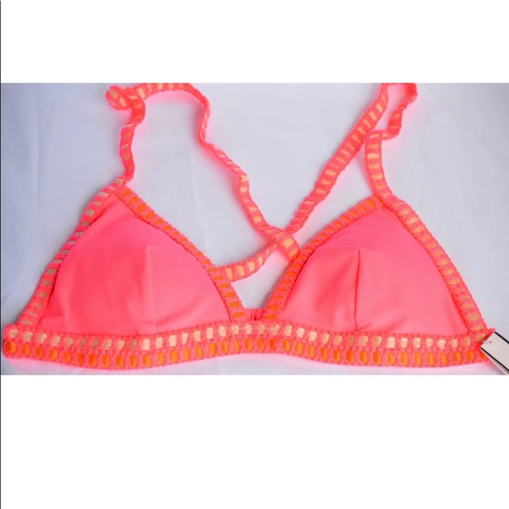 NWT Victoria Secret Crotchet Swimwear Top Large Neon Pink 🔥🔥